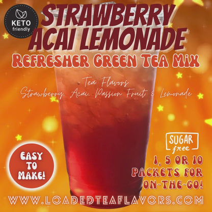 Strawberry Acai Lemonade: Refresher Green Tea Keto Beverage Powder 2GO Packets