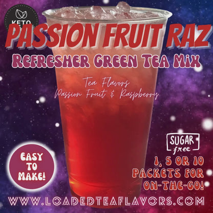 Passion Fruit Raz: Refresher Green Tea Keto Beverage Powder 2GO Packets