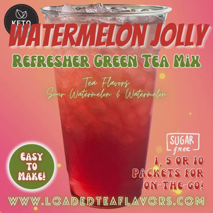 Watermelon Jolly: Refresher Green Tea Keto Beverage Powder 2GO Packets