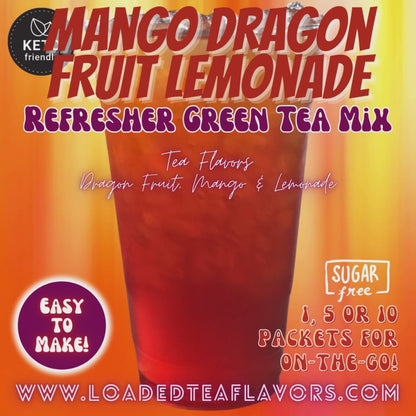 Mango Dragon Fruit Lemonade: Refresher Green Tea Keto Beverage Powder 2GO Packets