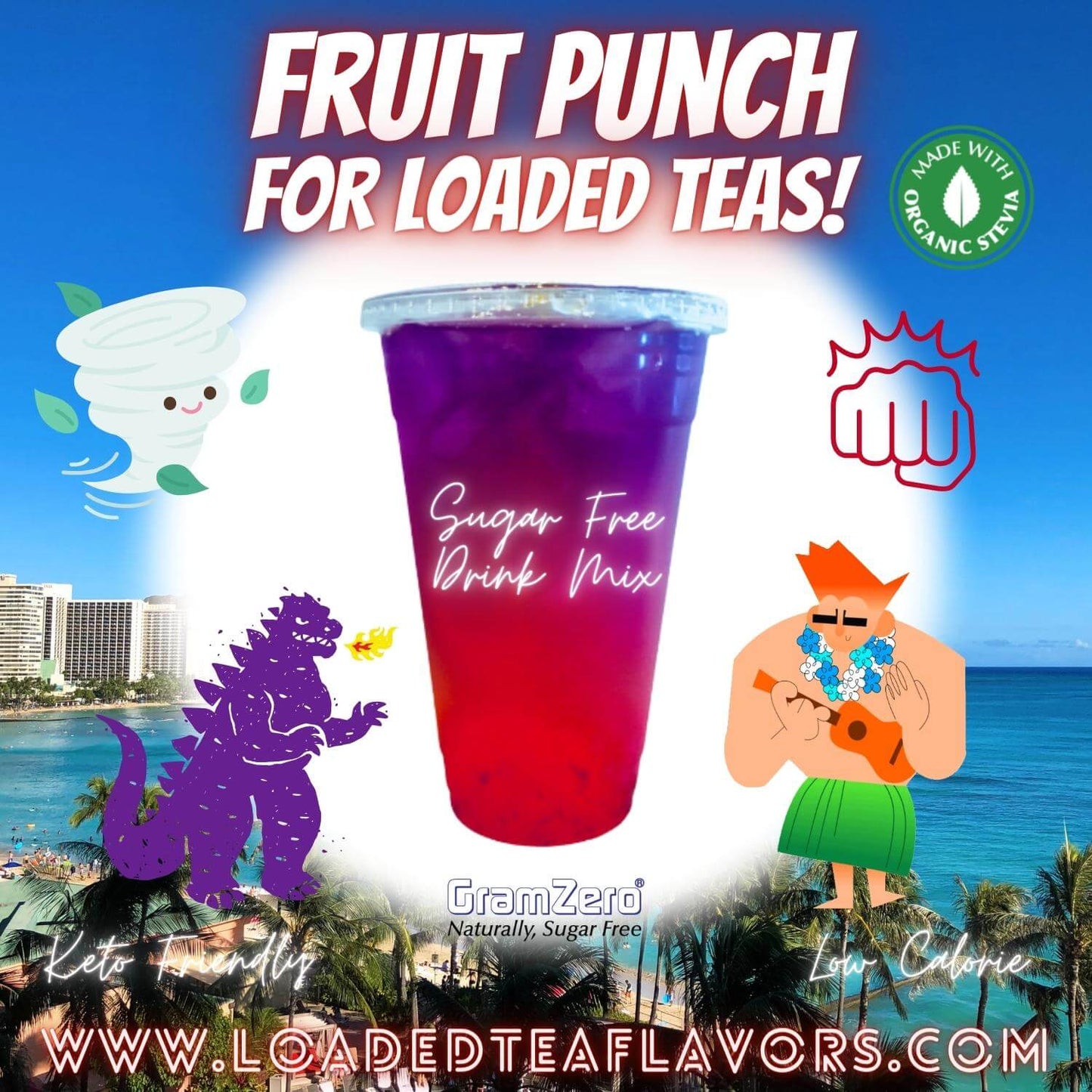 FRUIT PUNCH Sugar Free Beverage Mix 👊 Aspartame Free Drink Mixes To Flavor Loaded Teas 🥤 Water Flavoring Powder 💧